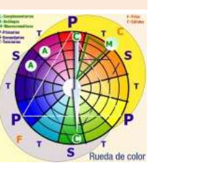 Rueda de color con las relaciones entre matices, colores fríos y cálidos