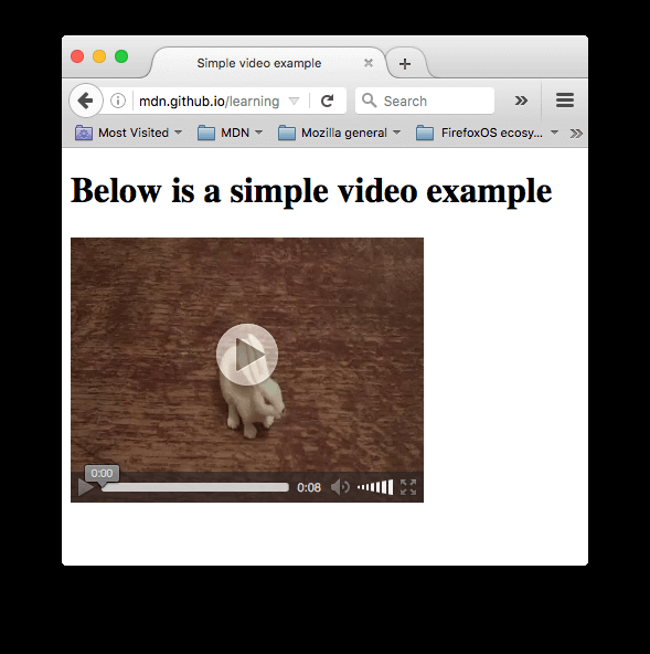 Captura de un vídeo HTML5 con controles nativos del navegador reproduciéndose