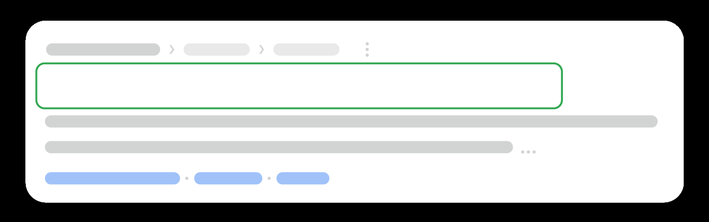 Resultado de búsqueda con el fragmento (descripción) resaltado en un recuadro verde
