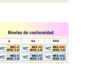 Logotipos WAI-WCAG 2.0 para los niveles de conformidad A, AA y AAA